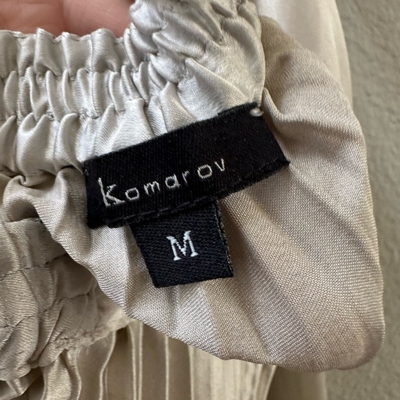 Komarov metallic pleated halter open back midi cocktail dress womens M - Picture 4 of 6